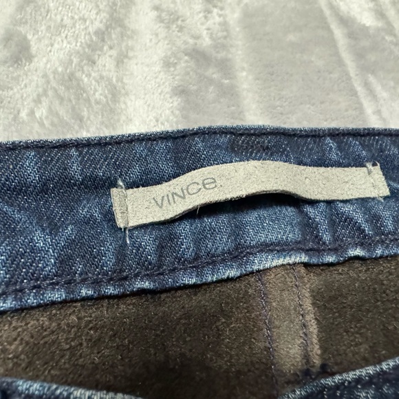 Vince Jeans Women Blue Denim with Faux Leather Pants Size 25 - Picture 7 of 8